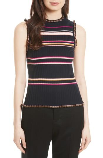 Women's Rebecca Taylor Stripe Rib Knit Tank - Blue