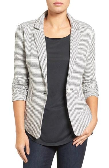 Petite Women's Caslon Knit One-button Blazer, Size P - Ivory