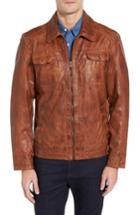 Men's Missani Le Collezioni Washed Lamb Leather Jacket - Brown