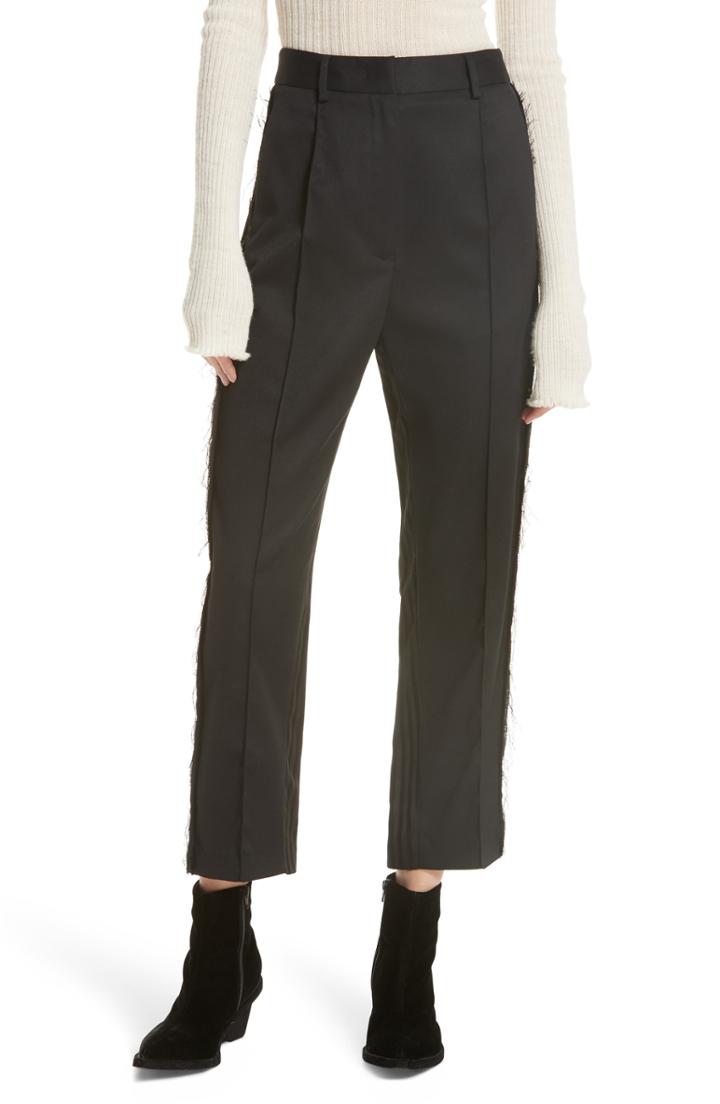 Women's Mm6 Maison Margiela Fray Edge Pieced Pants Us / 40 It - Black
