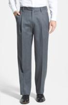 Men's Berle Pleated Wool Gabardine Trousers X 32 - Grey