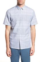 Men's Theory Murray Trim Fit Print Woven Shirt, Size - Blue