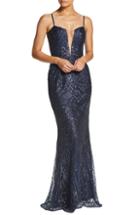 Women's Dress The Population Mara Art Deco Sequin Trumpet Gown, Size - Blue