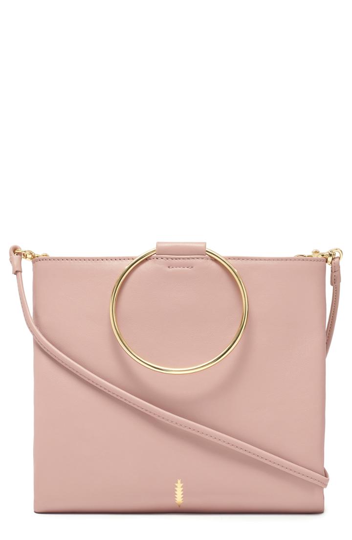 Thacker Le Pouch Leather Ring Handle Crossbody Bag - Pink