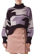 Women's Whistles Intarsia Funnel Neck Sweater - Purple