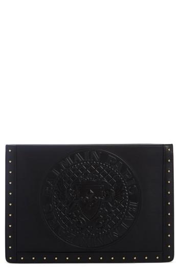 Balmian Mini Domaine Embossed Coin Calfskin Bag - Black