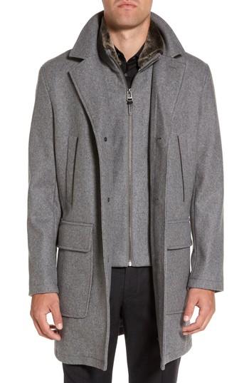 Men's Cole Haan Melton Topcoat With Removable Bib