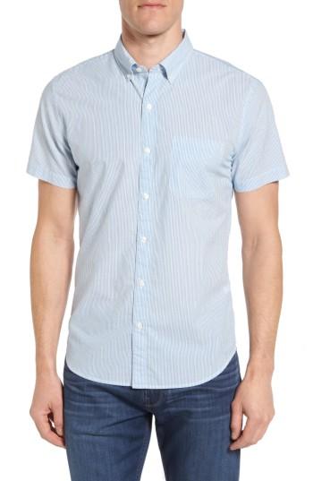Men's Bonobos Slim Fit Short Sleeve Vertical Stripe Sport Shirt - Blue
