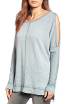Women's Caslon Cold Shoulder Burnout Sweatshirt, Size - Grey