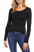 Women's Hinge Pointelle Knit Button Cuff Top - Beige