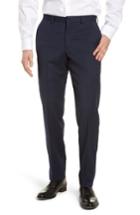 Men's Nordstrom Men's Shop Flat Front Stretch Wool Pants - Blue