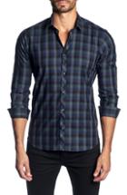 Men's Jared Lang Trim Fit Buffalo Check Sport Shirt - Blue