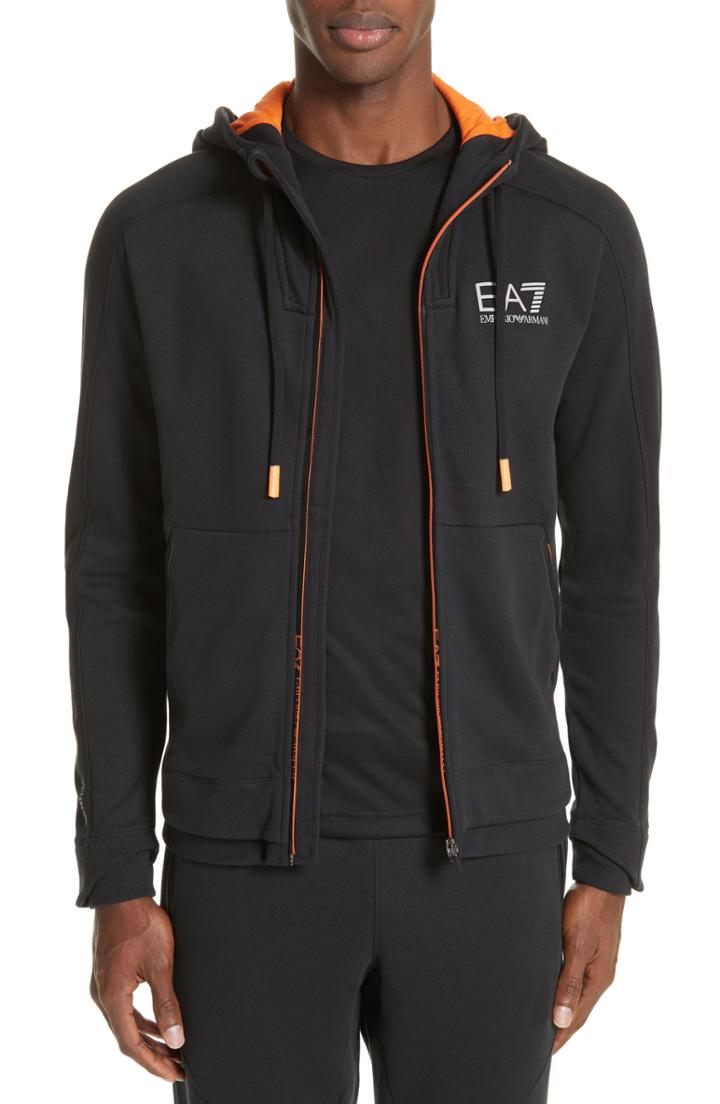 Men's Ea7 Ventus Zip Hoodie - Black