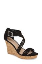 Women's Charles By Charles David Landon Perforated Wedge Sandal .5 M - Black