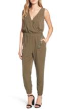 Women's Trouve Sandwashed Surplice Jumpsuit, Size - Green