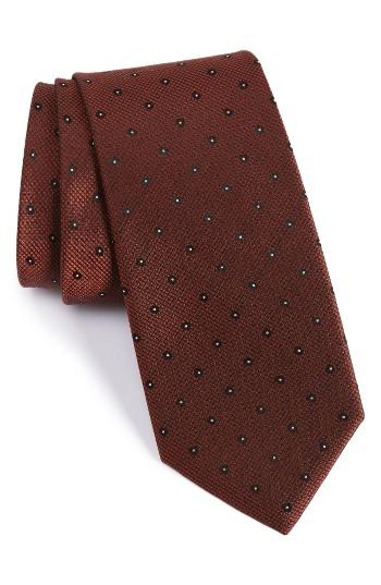 Men's Calibrate Handmade Dot Silk Tie, Size - Orange