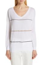 Women's Brunello Cucinelli Monili Stripe Cotton Sweater - White