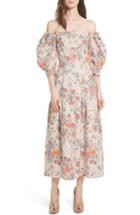 Women's Rebecca Taylor Marlena Off The Shoulder Floral Midi Dress - Pink