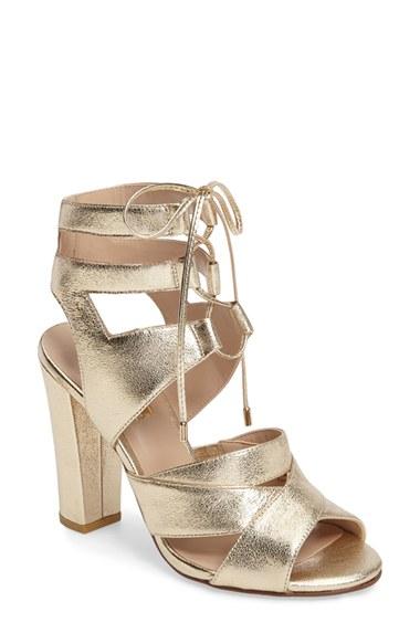 Women's Halogen Lani Strappy Lace-up Sandal M - Metallic
