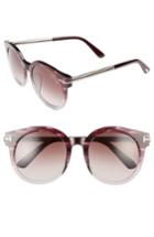 Women's Tom Ford Janina 53mm Special Fit Round Sunglasses - Violet/ Gradient Bordeaux