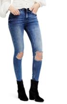 Women's Free People High Rise Busted Knee Skinny Jeans - Blue/green
