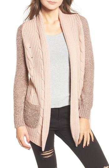 Women's Cotton Emporium Mix Knit Cardigan - Pink