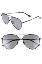 Women's Diff X Jessie James Decker Dash 61mm Polarized Aviator Sunglasses - Matte Black/ Grey
