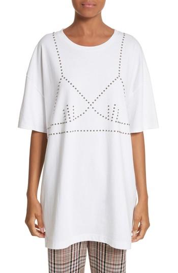 Women's Isa Arfen Oversize Studded Tee Us / 6 Uk - White
