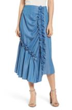 Women's Chelsea28 Ruffle Chambray Skirt, Size - Blue