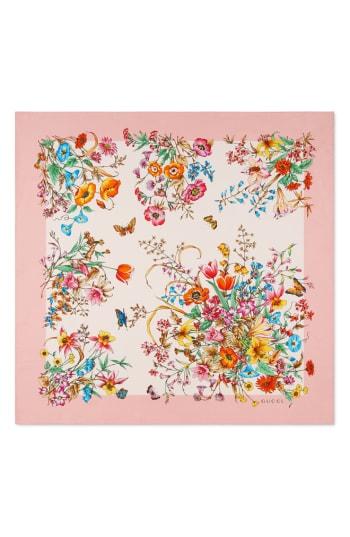 Women's Gucci Eighties Bouquet Silk Scarf, Size - Pink