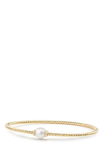 Women's David Yurman Solari Station Bracelet With Cultured Pearl & Diamonds In 18k Gold