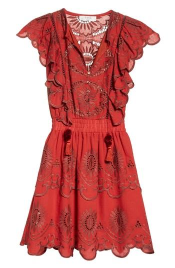Women's Sea Ruffle Cotton Eyelet Dress