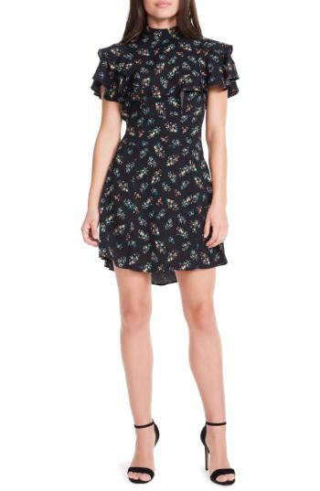 Women's Afrm Viola Ruffle Minidress - Black