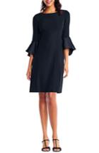Women's Adrianna Papell Satin Ruffle Sleeve A-line Dress - Black