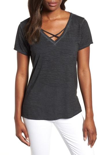 Women's Billy T Crisscross V-neck Tee - Black