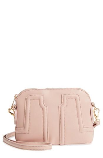 Sole Society Structured Faux Leather Dome Crossbody - Pink