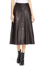 Women's Hugo Liselli Leather Midi Skirt - Black