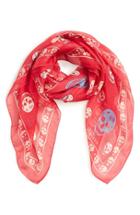 Women's Alexander Mcqueen Skull Print Silk Scarf, Size - Pink