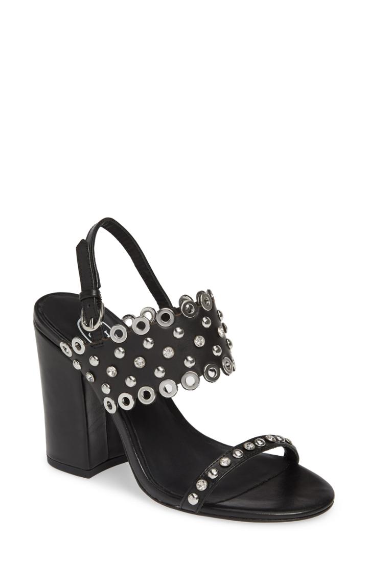Women's Ash Lucy Studded Quarter Strap Sandal Us / 38eu - Black
