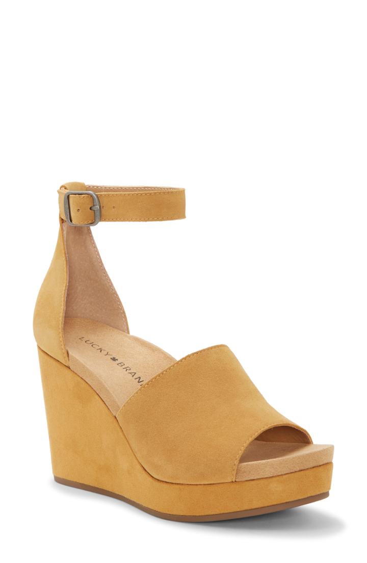 Women's Lucky Brand Yemisa Wedge Ankle Strap Sandal M - Yellow