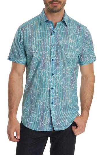 Men's Robert Graham Illusions Print Sport Shirt - Blue/green