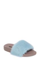 Women's Dolce & Gabbana Genuine Mink Fur Slide Sandal .5us / 39eu - Blue