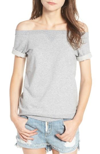 Women's Treasure & Bond Off The Shoulder Sweatshirt - Grey