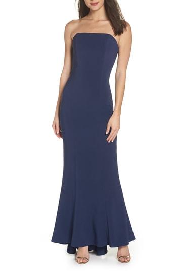 Women's Maria Bianca Nero Techno Stretch Mermaid Gown - Blue