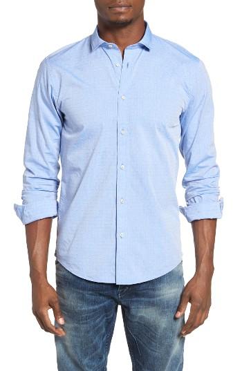 Men's Scotch & Soda Dobby Knit Woven Shirt - Blue