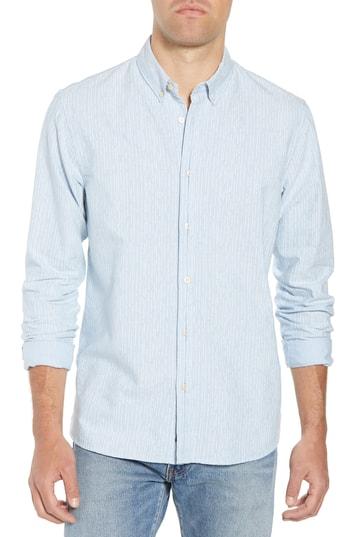 Men's Scotch & Soda Amsterdams Blauw Striped Sport Shirt - Blue