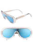Women's Celine Flat Top Shield Sunglasses - Transparent Clear/ Blue Flash