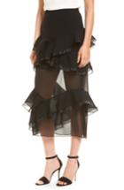 Women's Chelsea28 Tiered Chiffon Skirt, Size - Black