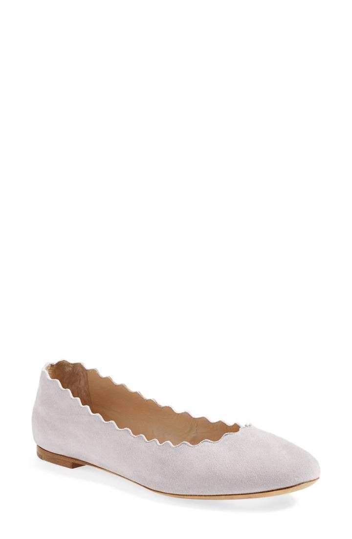 Women's Chloe 'lauren' Scalloped Ballet Flat .5us / 39.5eu - Grey