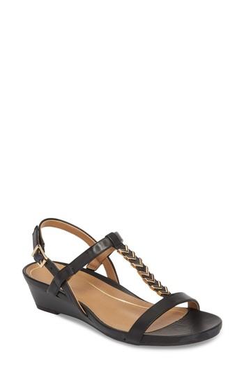 Women's Vionic Cali T-strap Wedge Sandal M - Black